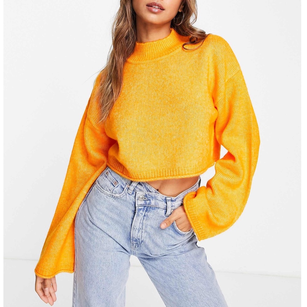 Miss Selfridge Funnel Batwing Crop Sweater in Orange, Size M New w/Tag